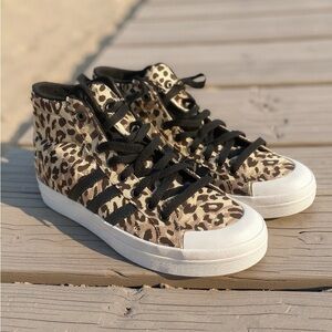 adidas Leopard Print Athletic Shoes - Black and Tan